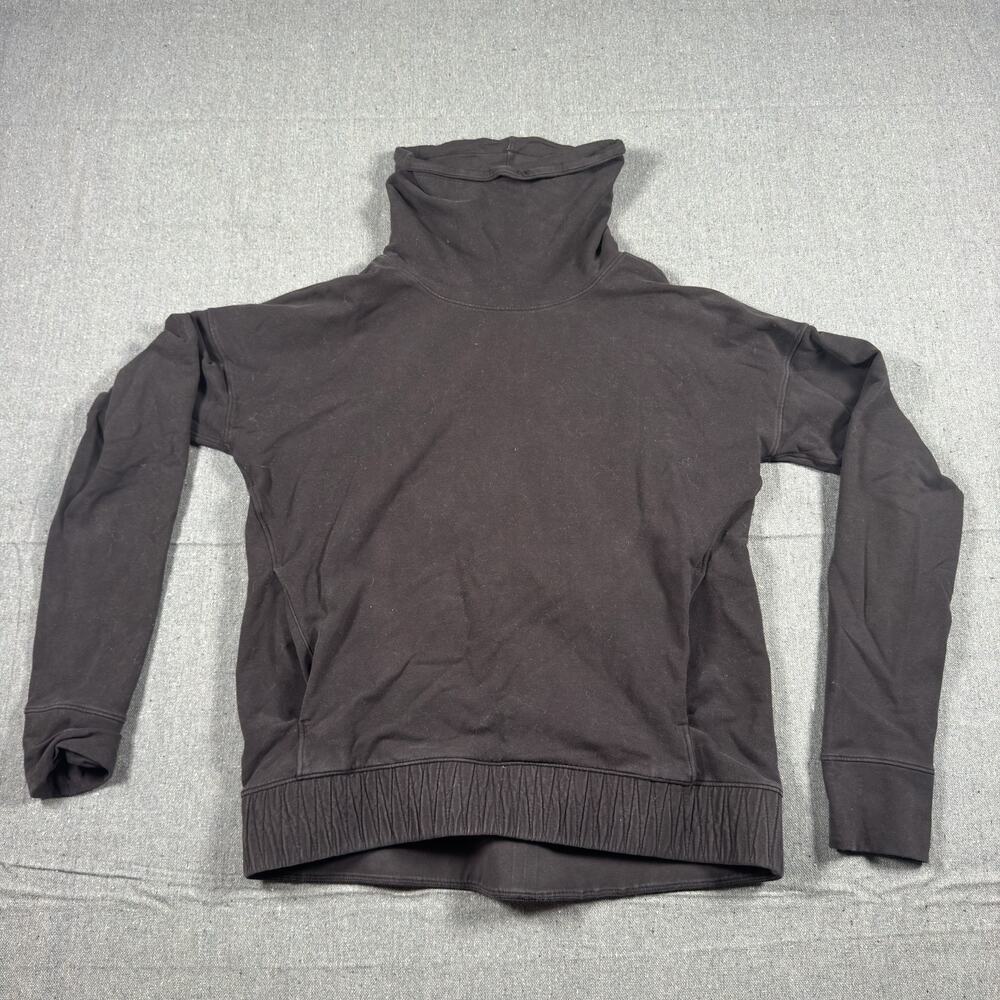 Lululemon Warm Down Cowl Neck Pullover Sweatshirt Black Thumbholes 6